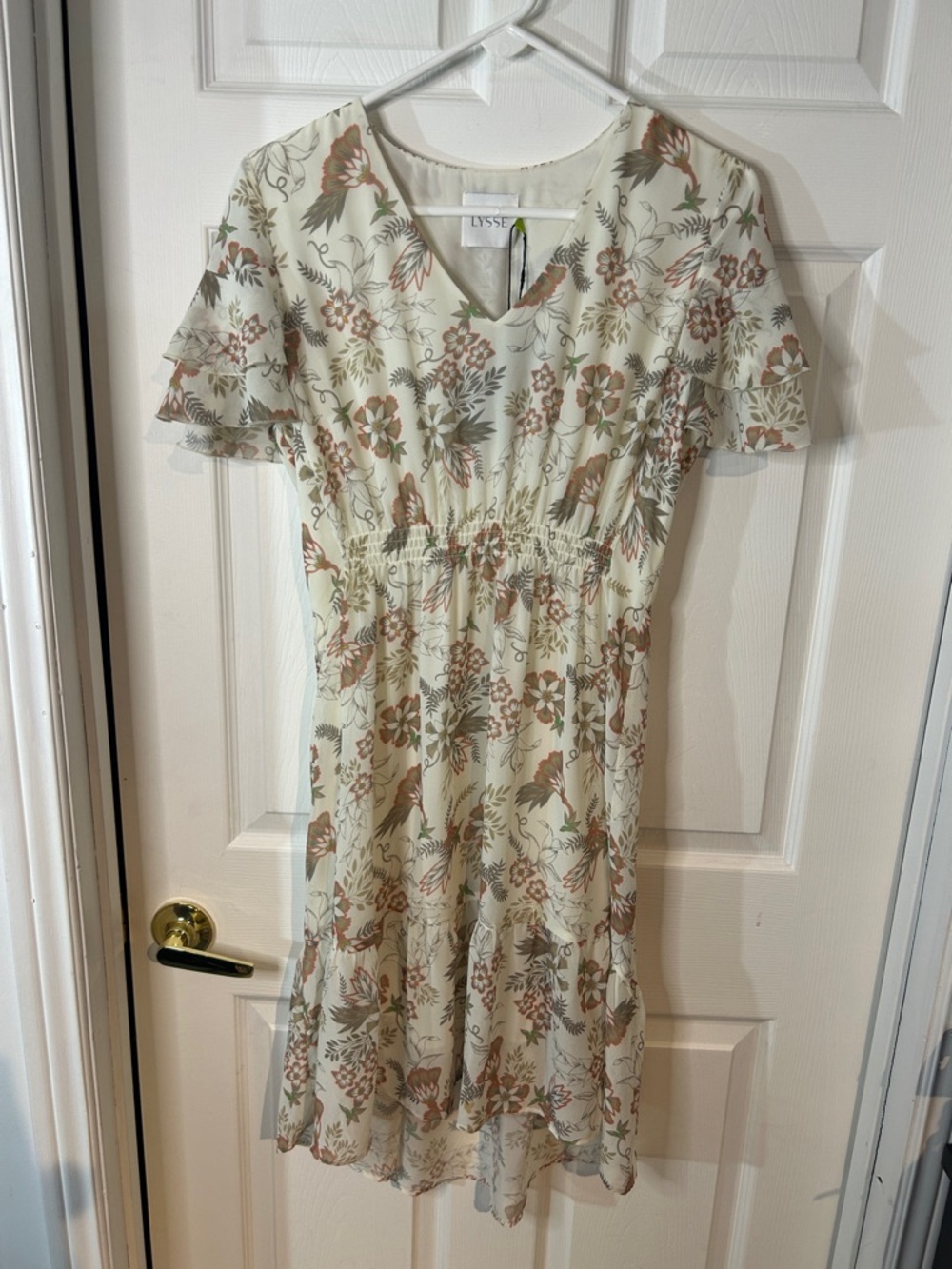 Lysse Cream Midi Dress with Rust and Sage Floral Print